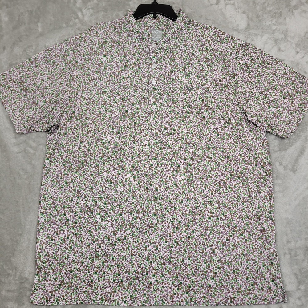 Callaway Opti-Dry Men's 2XL Cherry Avocado Pineapple Golf Polo Shirt Performance